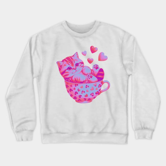 Cup of kitty Crewneck Sweatshirt by Doggomuffin 